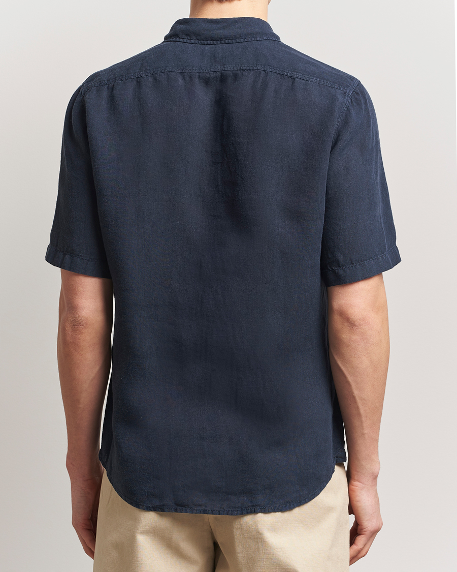 Heren | Overhemden | BOSS ORANGE | Rash Linen Short Sleeve Shirt Dark Blue