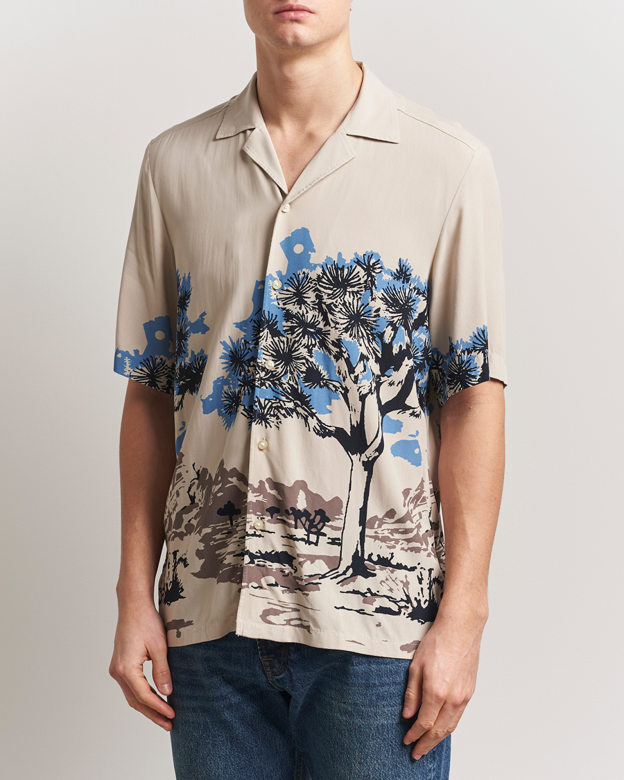 Heren | Overhemden | BOSS ORANGE | Rayer Printed Short Sleeve Shirt Light Beige