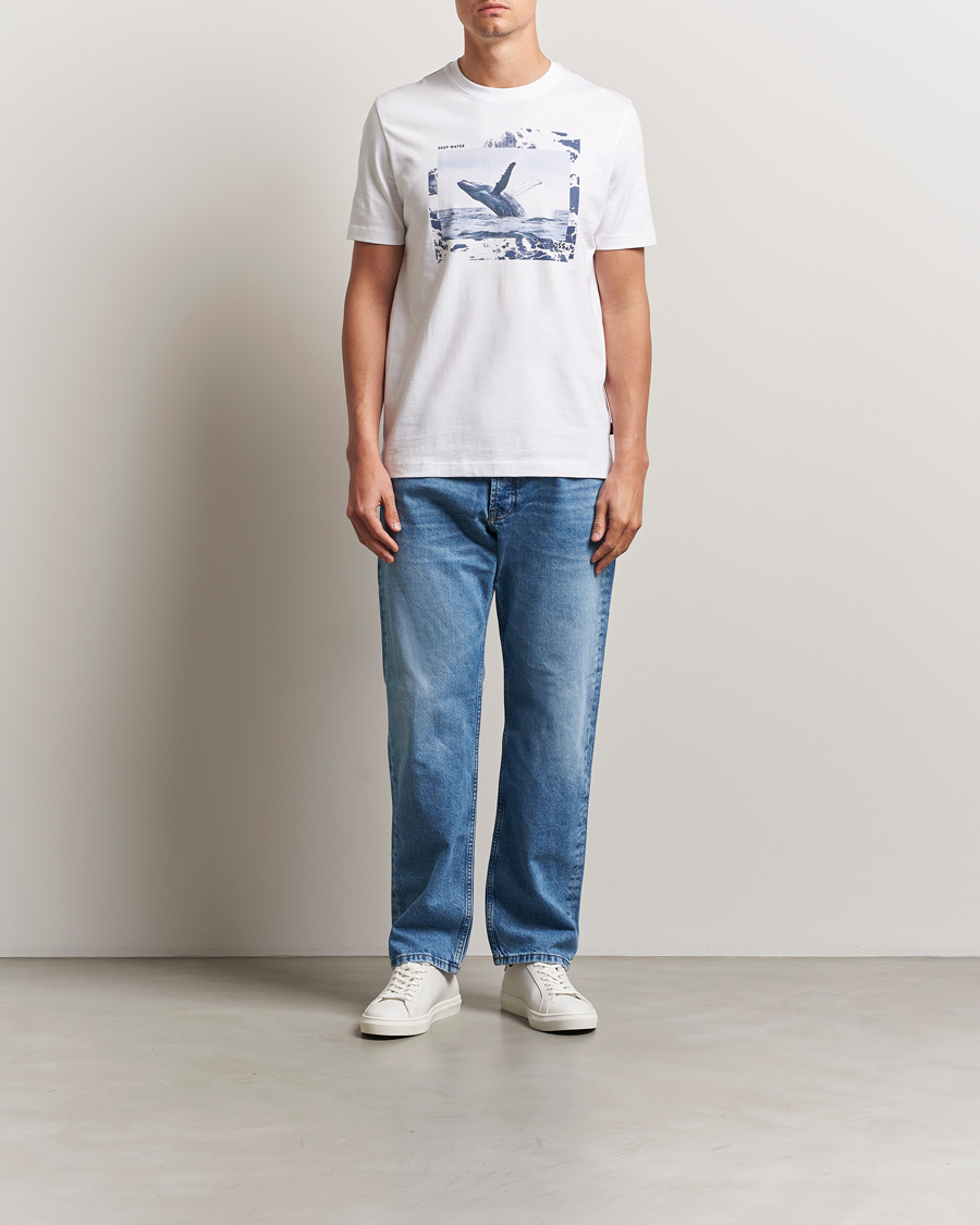 Heren | T-shirts | BOSS ORANGE | Dunetrace Printed Crew Neck T-Shirt White
