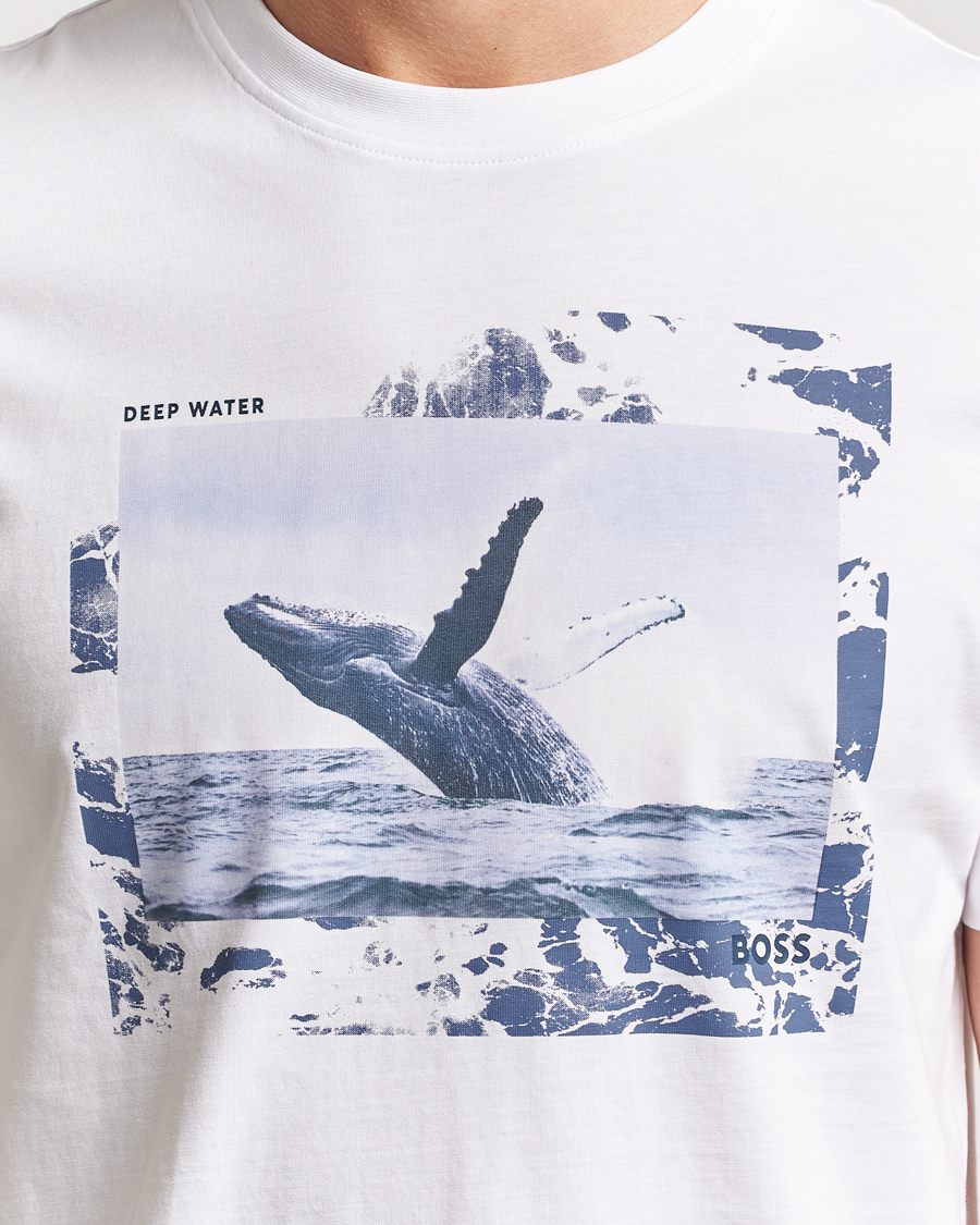 Heren | T-shirts | BOSS ORANGE | Dunetrace Printed Crew Neck T-Shirt White