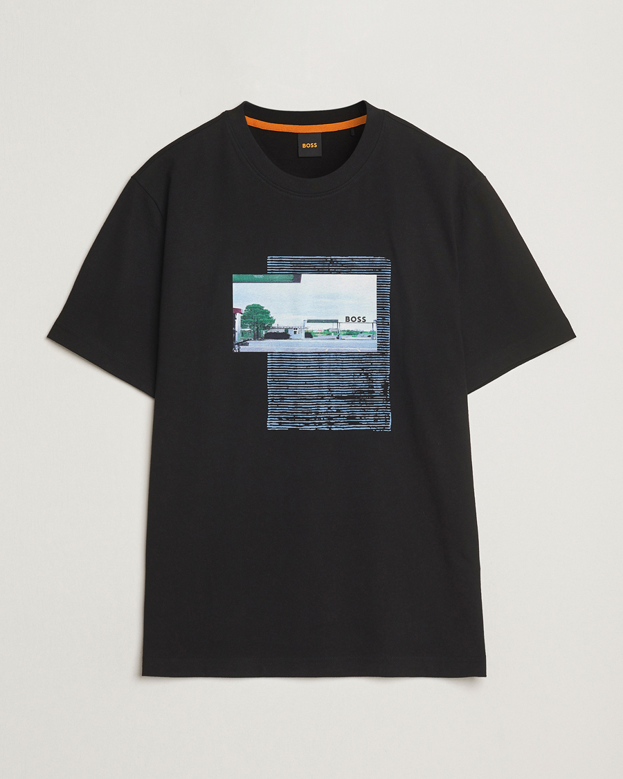 Heren | T-shirts | BOSS ORANGE | On The Way Printed Crew Neck T-Shirt Black