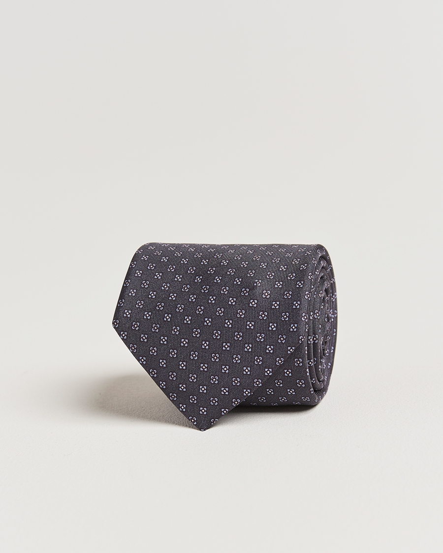 Heren | Stropdassen | Stenströms | Printed Silk Tie 7,5cm Grey