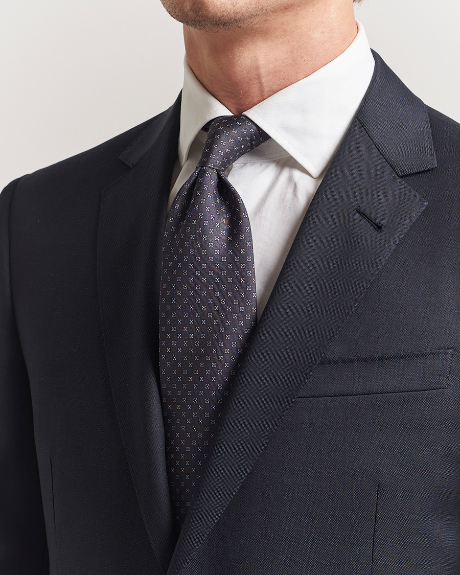 Heren | Stropdassen | Stenströms | Printed Silk Tie 7,5cm Grey