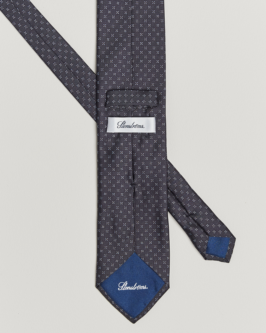 Heren | Stropdassen | Stenströms | Printed Silk Tie 7,5cm Grey
