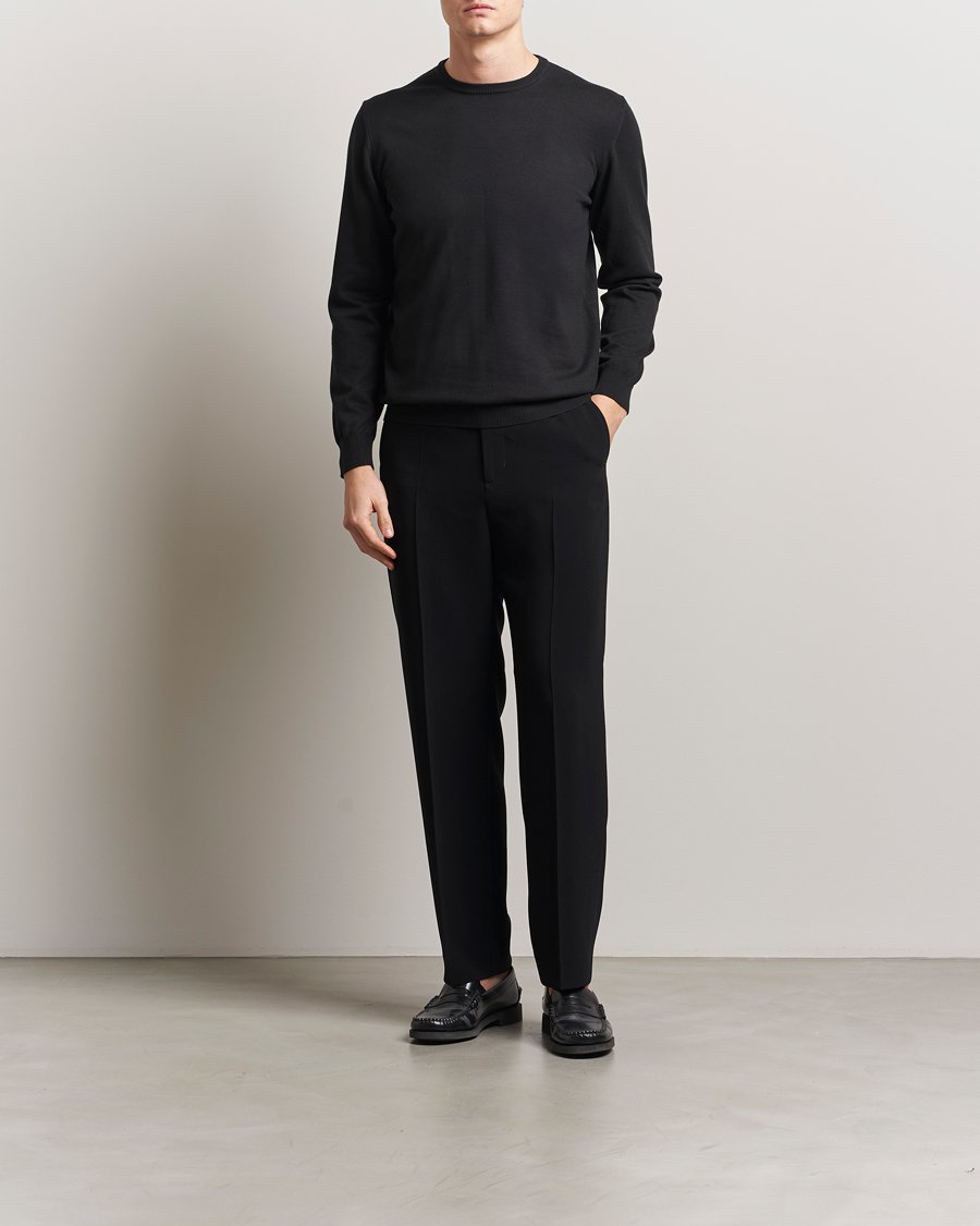 Heren | Truien | Morgano | Supersoft Egyptian Cotton Crew Neck Black