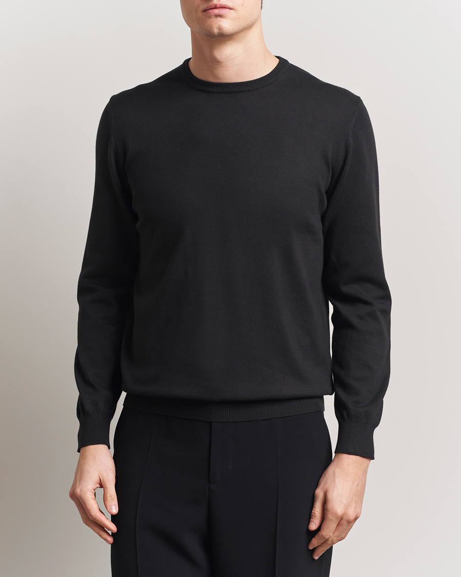 Heren | Truien | Morgano | Supersoft Egyptian Cotton Crew Neck Black