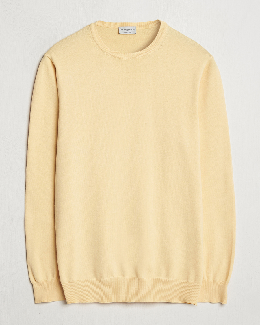 Heren | Truien | Morgano | Supersoft Egyptian Cotton Crew Neck Light Yellow