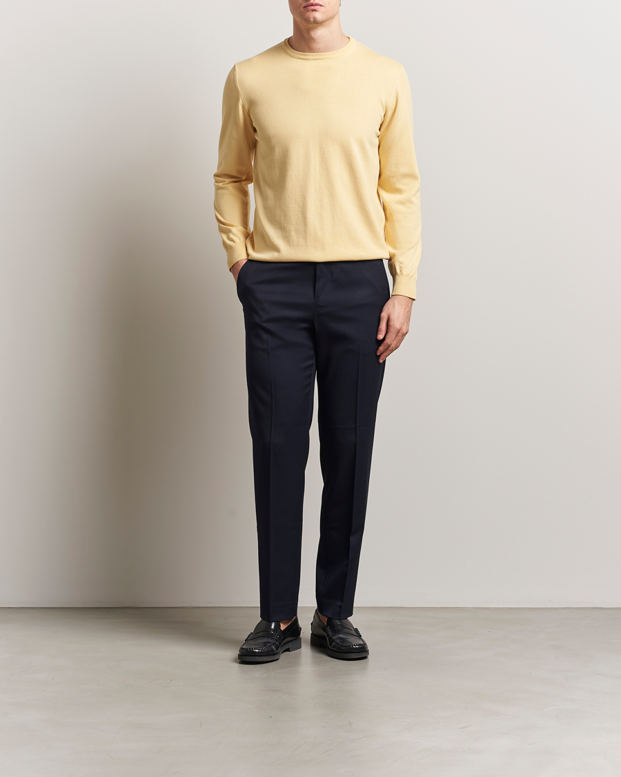 Heren | Truien | Morgano | Supersoft Egyptian Cotton Crew Neck Light Yellow