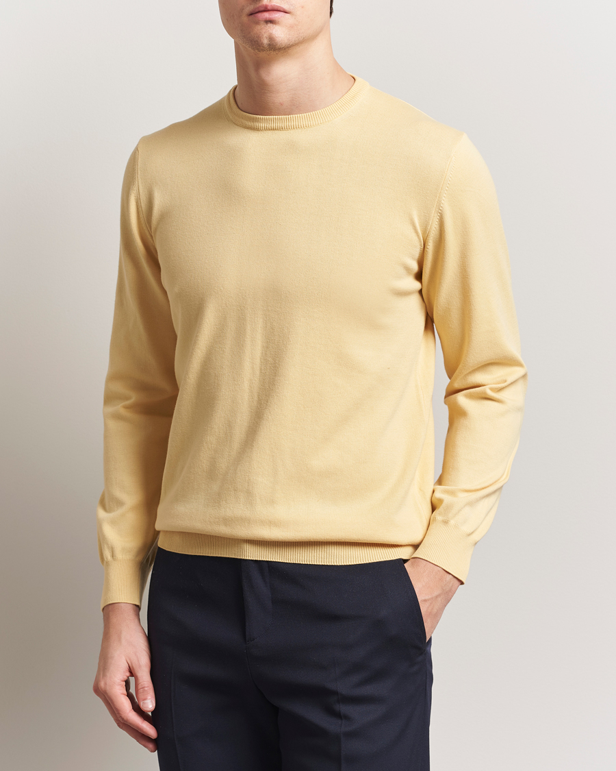 Heren | Truien | Morgano | Supersoft Egyptian Cotton Crew Neck Light Yellow