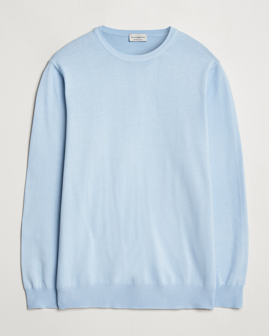 Heren | Truien | Morgano | Supersoft Egyptian Cotton Crew Neck Light Blue