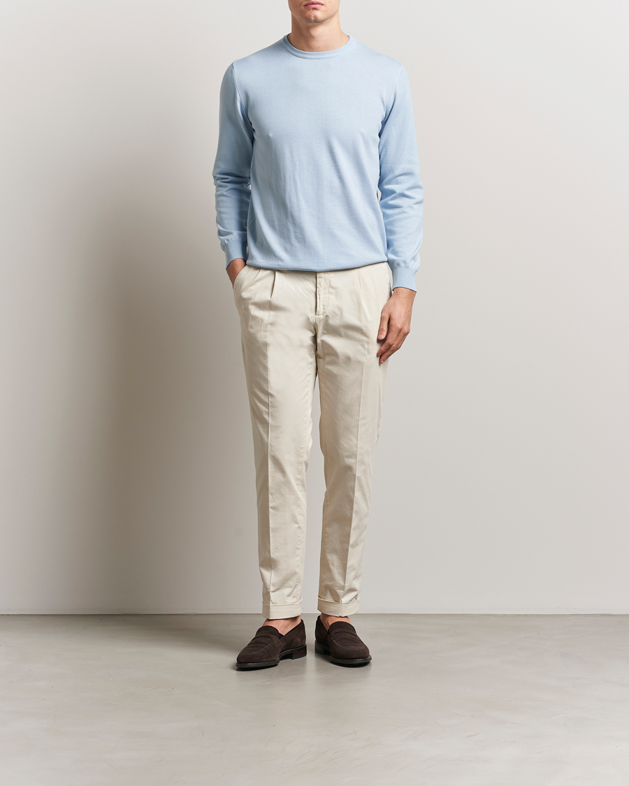 Heren | Truien | Morgano | Supersoft Egyptian Cotton Crew Neck Light Blue