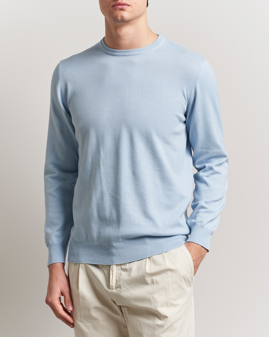 Heren | Truien | Morgano | Supersoft Egyptian Cotton Crew Neck Light Blue