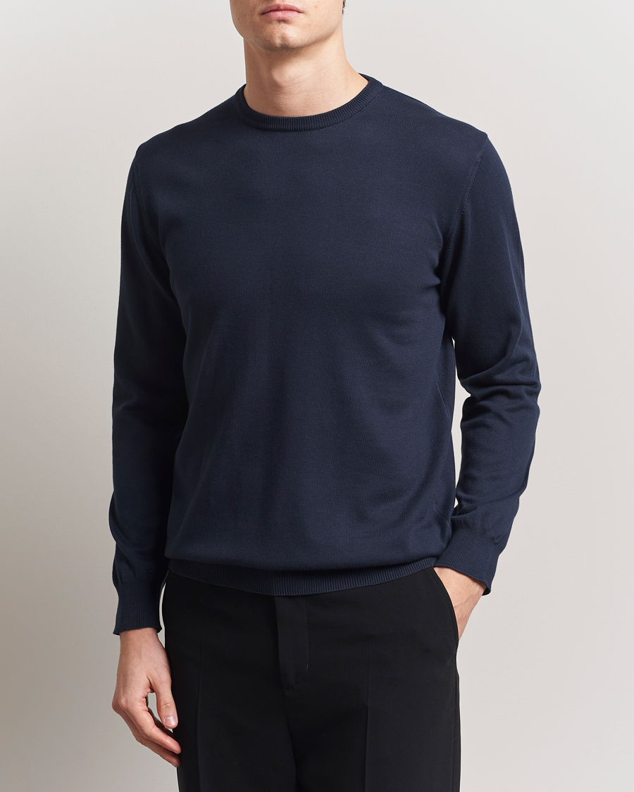 Heren | Truien | Morgano | Supersoft Egyptian Cotton Crew Neck Navy