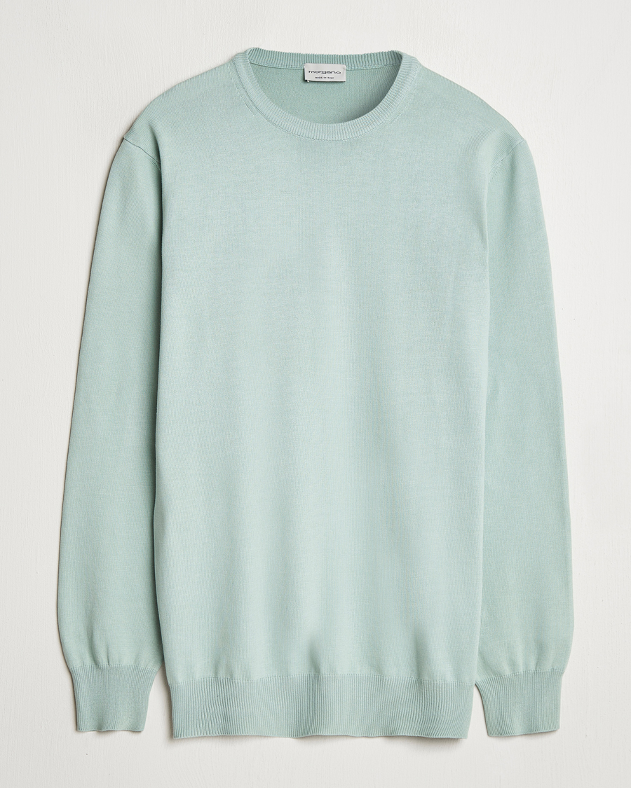 Heren | Truien | Morgano | Supersoft Egyptian Cotton Crew Neck Light Green