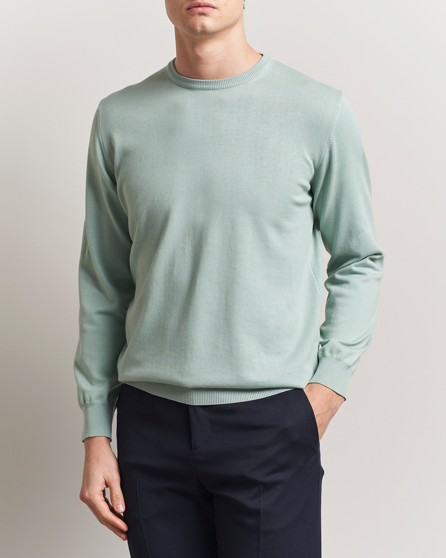 Heren | Truien | Morgano | Supersoft Egyptian Cotton Crew Neck Light Green