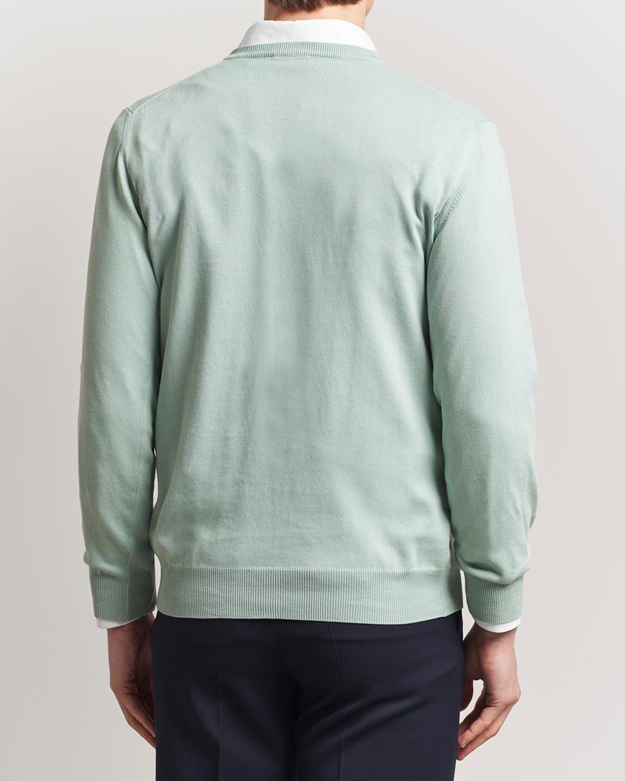 Heren | Truien | Morgano | Supersoft Egyptian Cotton V-Neck Light Green