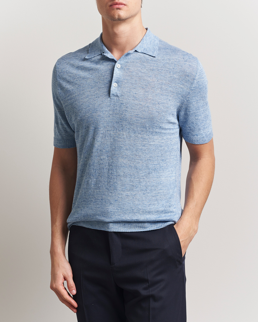 Heren | Polo's | Morgano | Linen Polo Blue