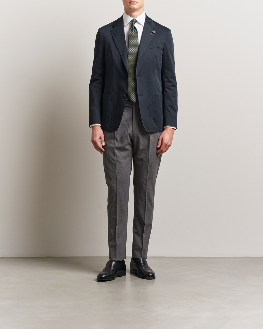 Heren | Blazers | Lardini | Cotton Satin Stretch Blazer Navy