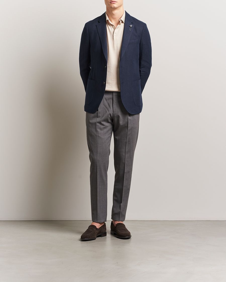 Heren | Blazers | Lardini | Linen Canvas Blazer Navy