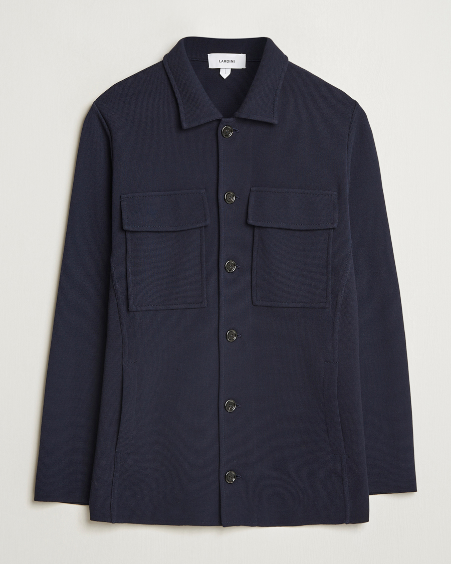 Heren | Blazers | Lardini | Knitted Pocket Shirt Jacket Navy