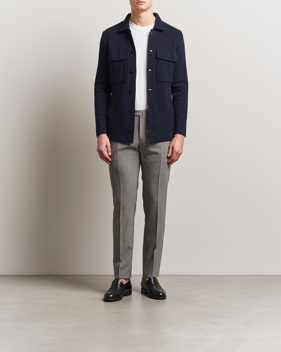 Heren | Blazers | Lardini | Knitted Pocket Shirt Jacket Navy