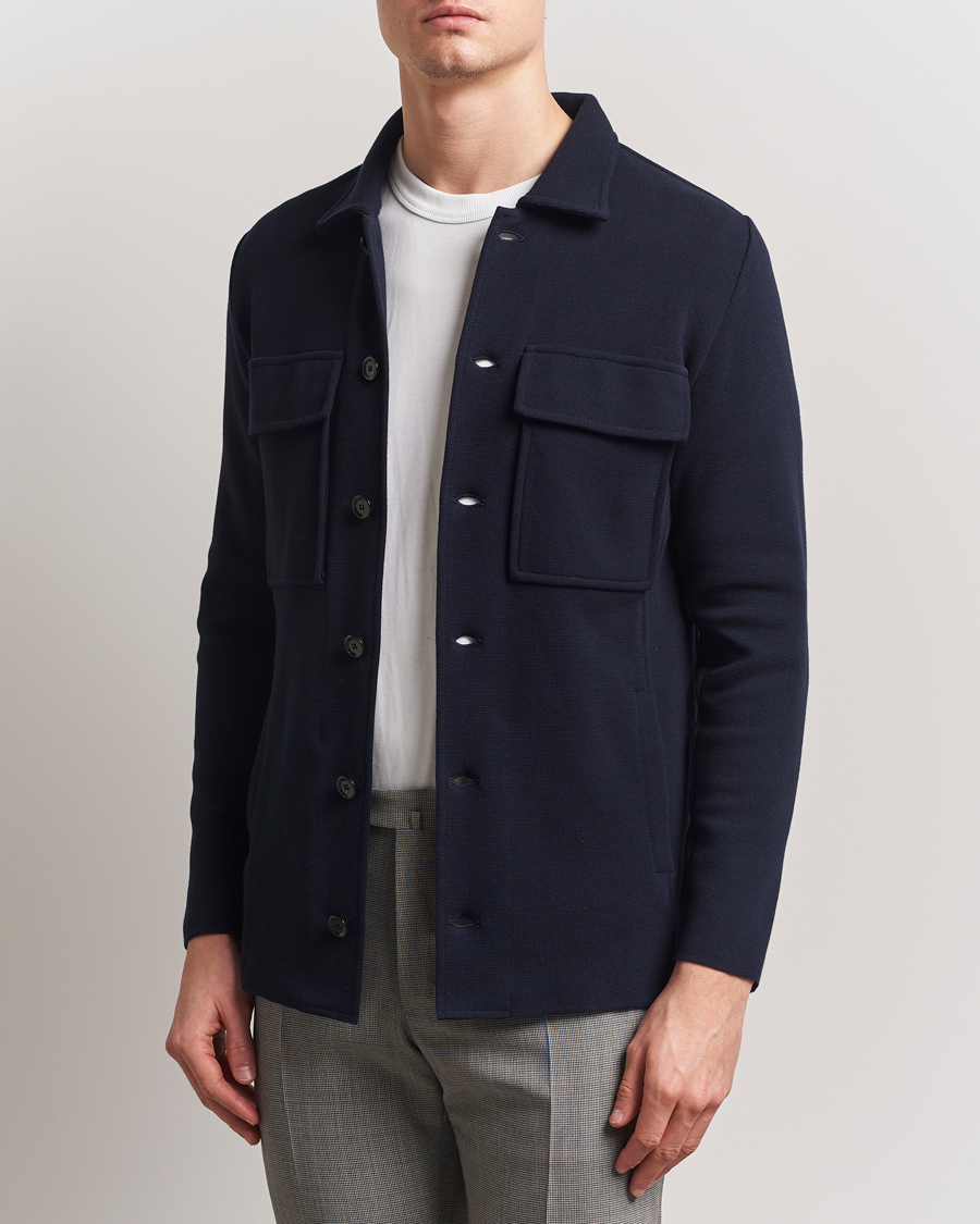 Heren | Blazers | Lardini | Knitted Pocket Shirt Jacket Navy