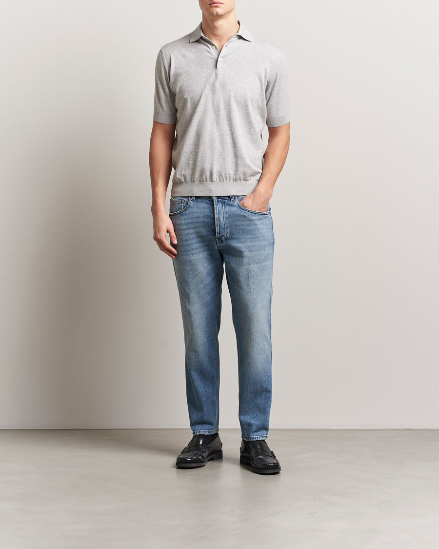 Heren | Jeans | Lardini | Tapered Washed Jeans Blue
