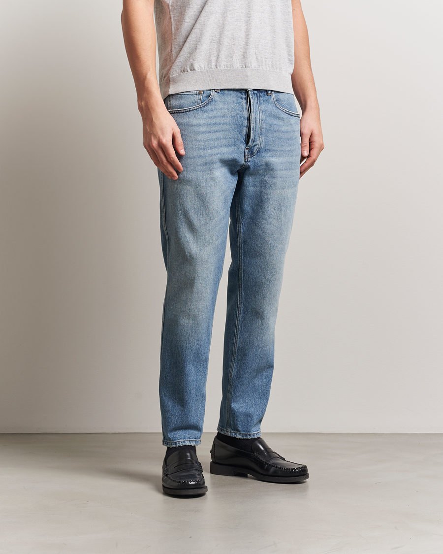 Heren | Jeans | Lardini | Tapered Washed Jeans Blue