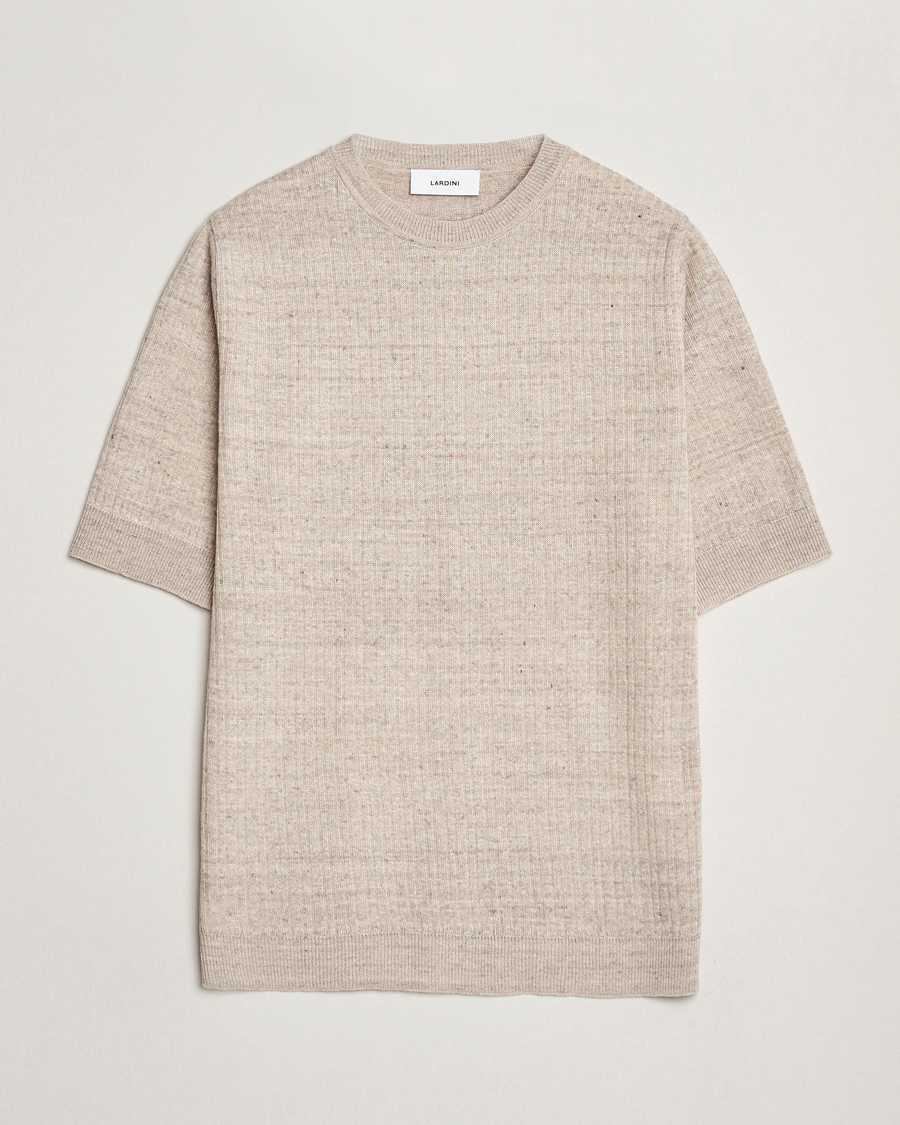 Heren | T-shirts | Lardini | Knitted Linen/Cotton T-Shirt Beige
