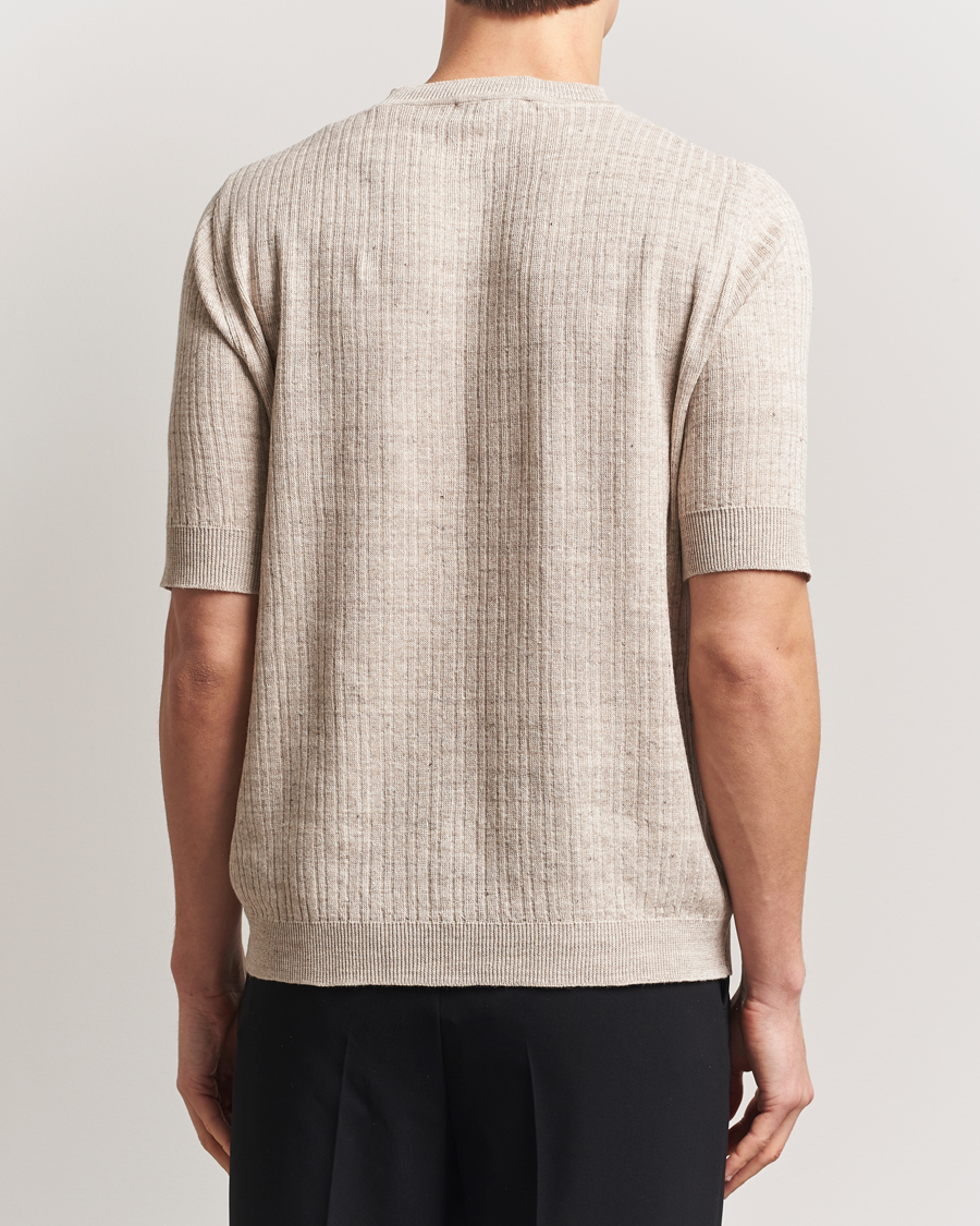 Heren | T-shirts | Lardini | Knitted Linen/Cotton T-Shirt Beige