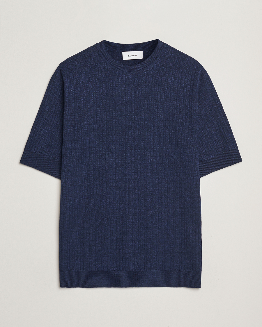 Heren | T-shirts | Lardini | Knitted Linen/Cotton T-Shirt Navy