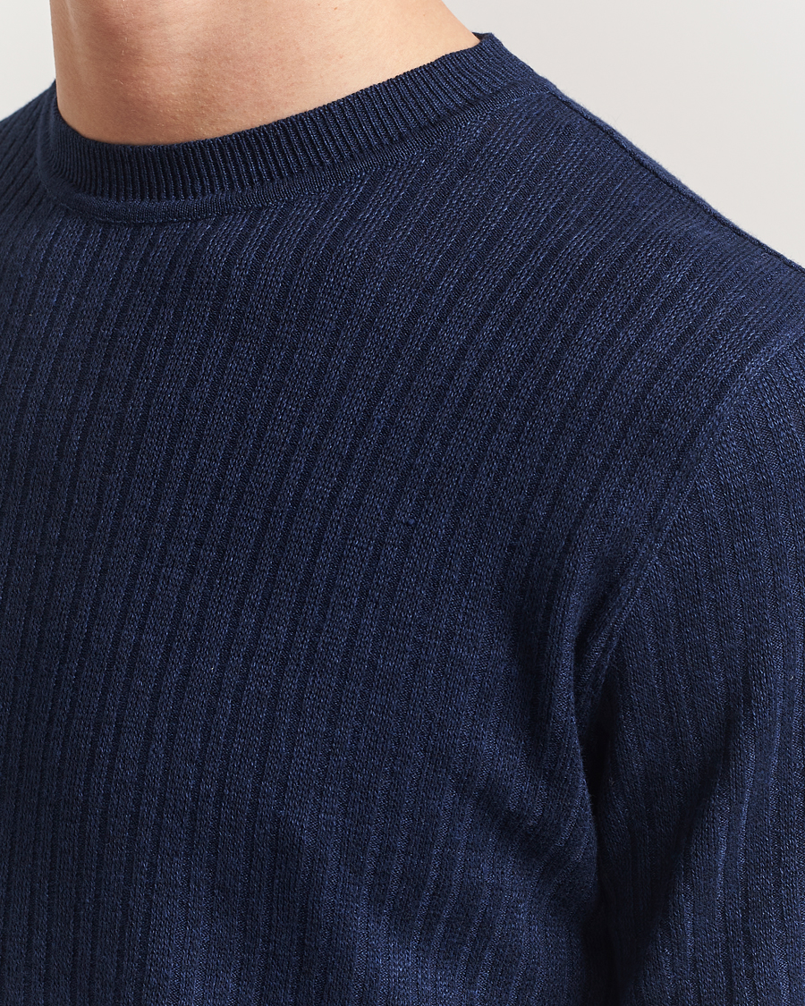 Heren | T-shirts | Lardini | Knitted Linen/Cotton T-Shirt Navy