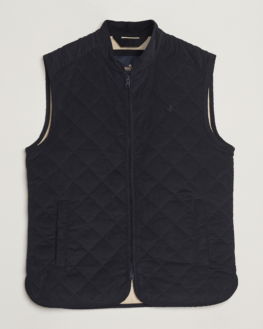 Heren | Gilets | Morris | Teddy Quilted Cord Vest Navy