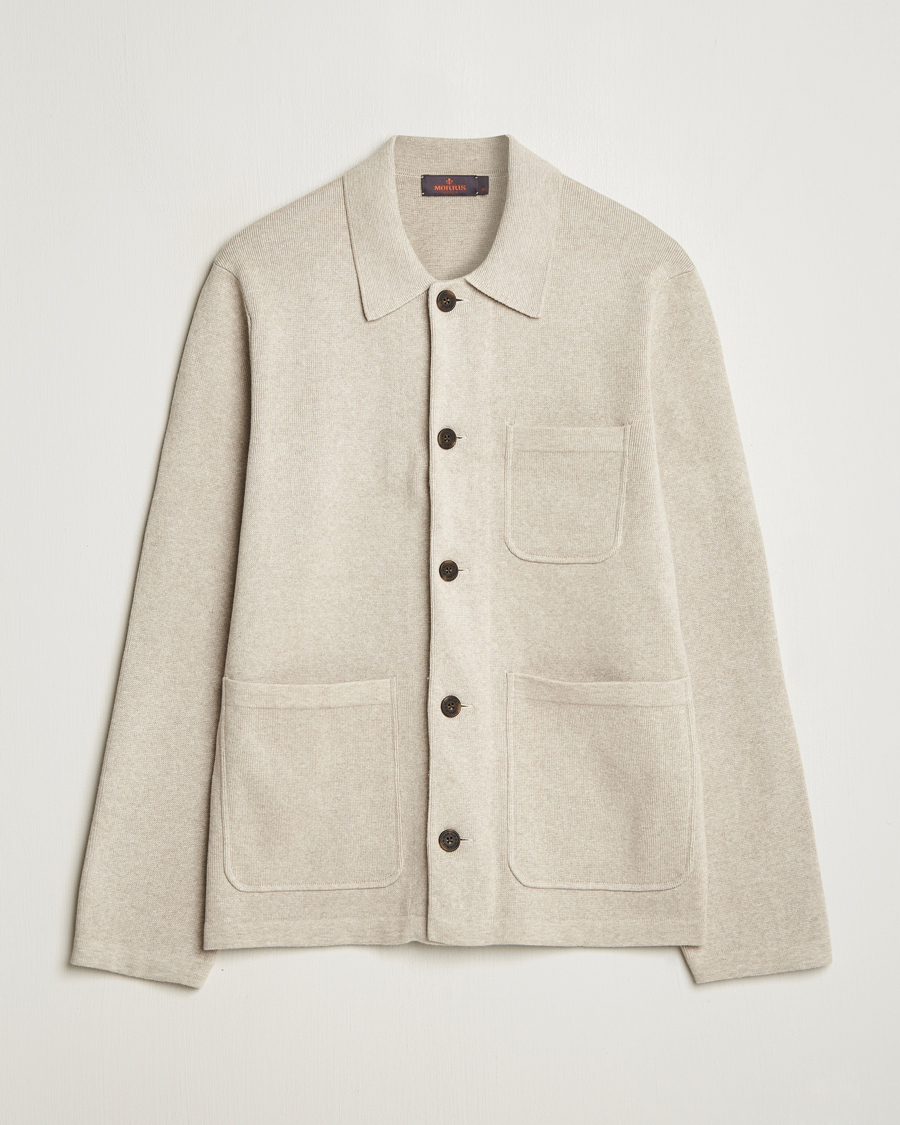 Heren | Overhemden | Morris | Jake Knitted Shirt Jacket Beige