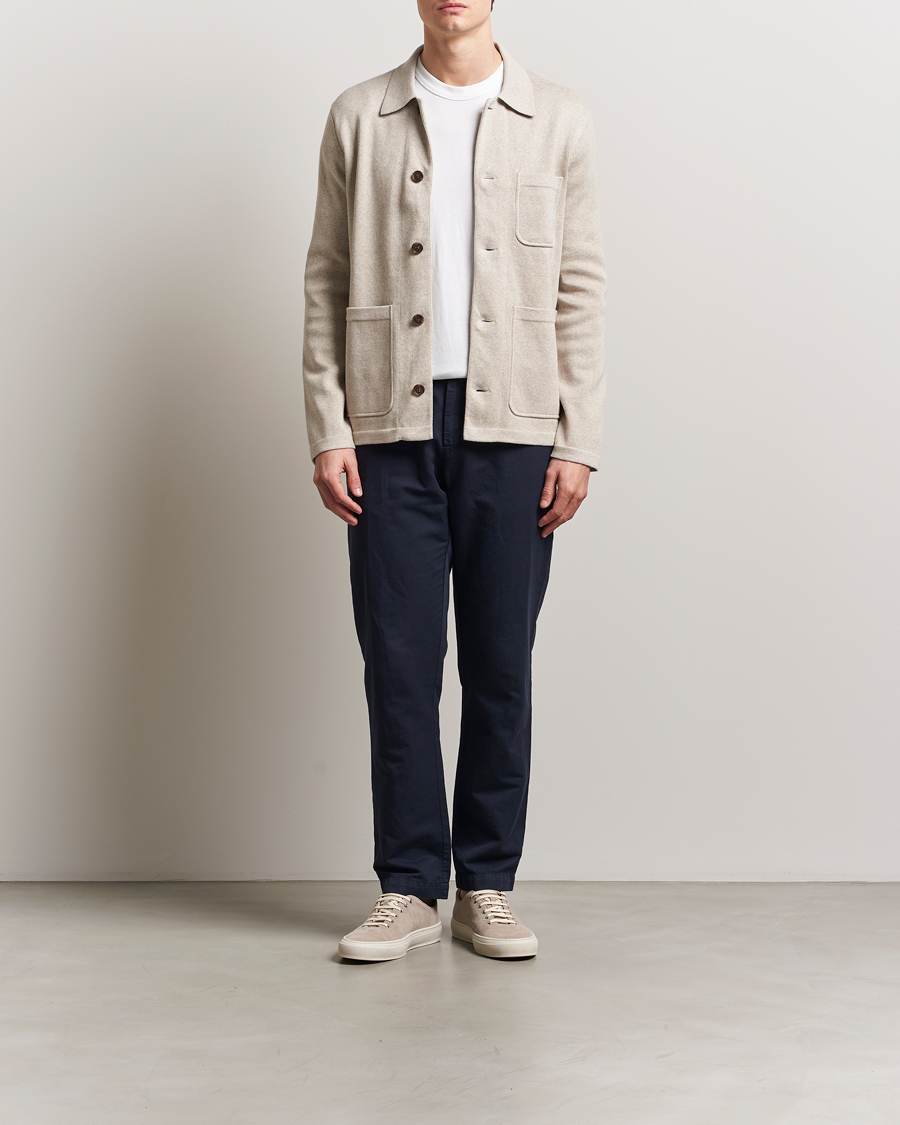 Heren | Overhemden | Morris | Jake Knitted Shirt Jacket Beige