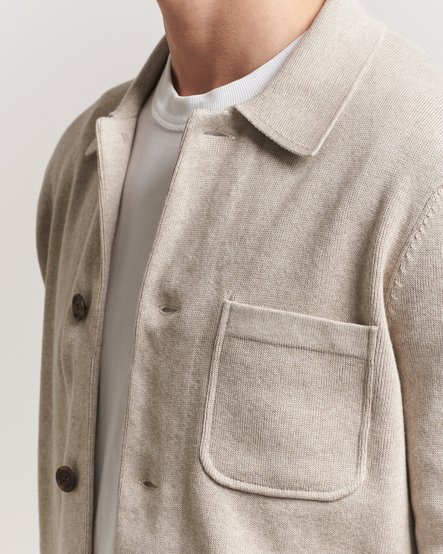 Heren | Overhemden | Morris | Jake Knitted Shirt Jacket Beige