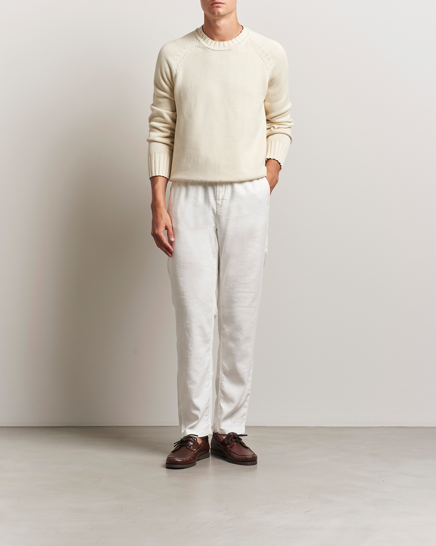 Heren | Broeken | Morris | Fenix Linen/Cotton Trousers Off White