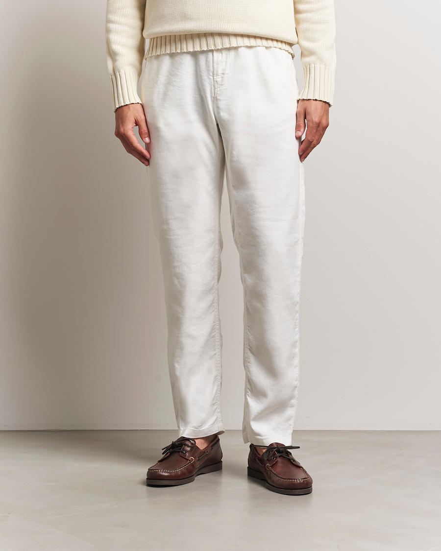 Heren | Broeken | Morris | Fenix Linen/Cotton Trousers Off White