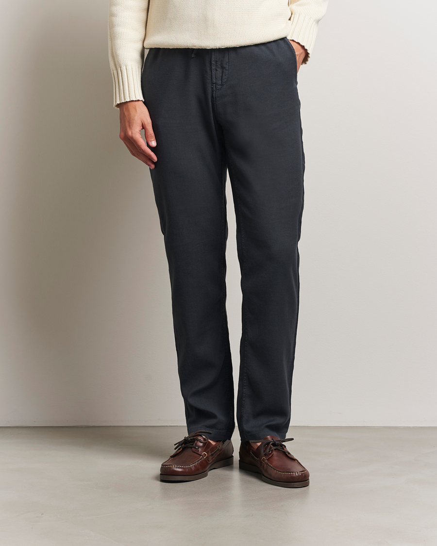Heren | Broeken | Morris | Fenix Linen/Cotton Trousers Blue