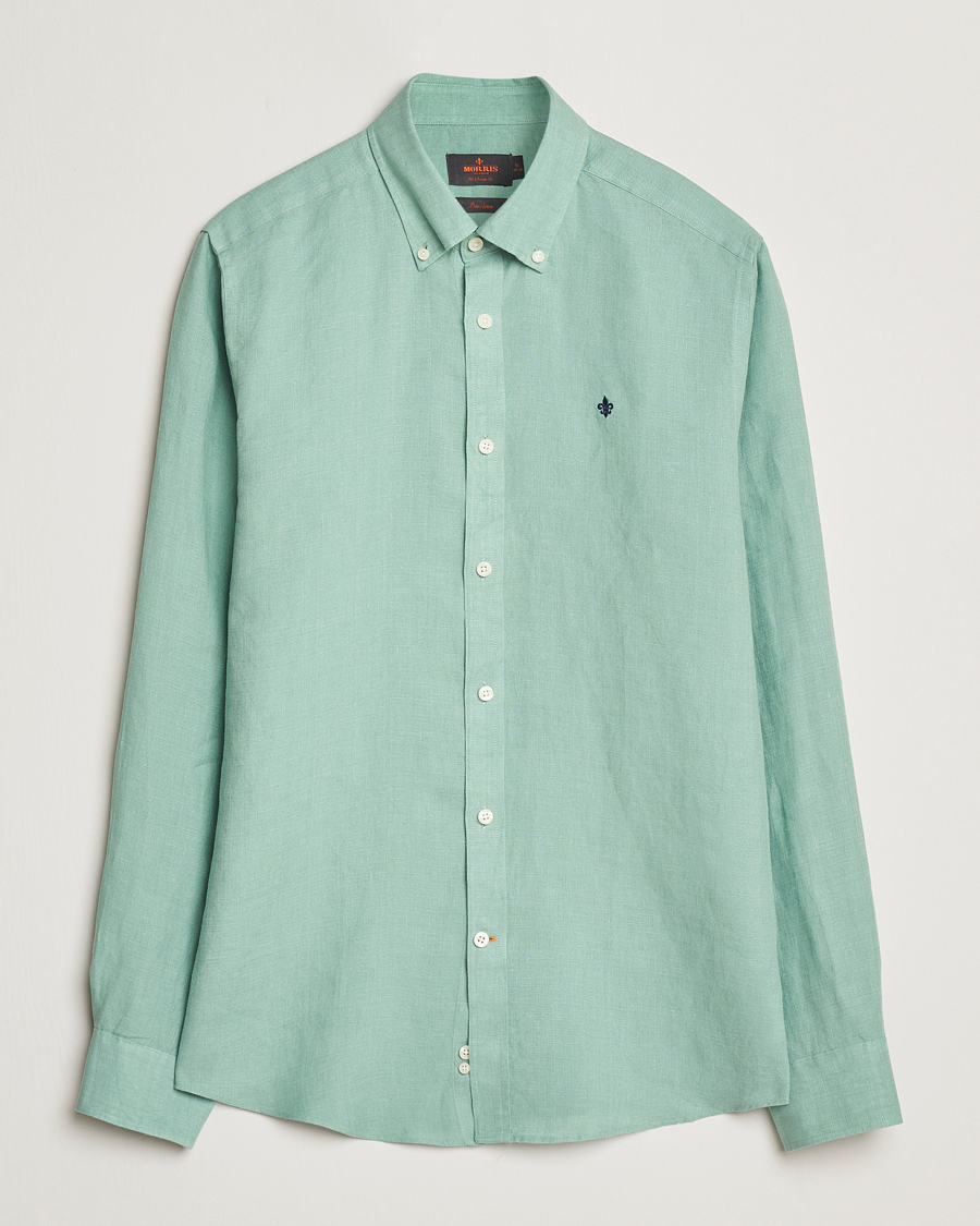Heren | Overhemden | Morris | Douglas Linen Button Down Shirt Light Green