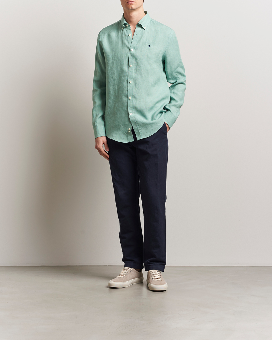Heren | Overhemden | Morris | Douglas Linen Button Down Shirt Light Green