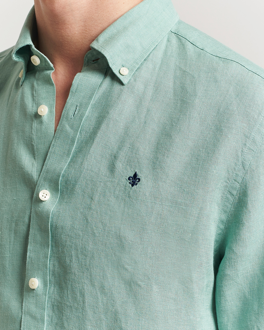 Heren | Overhemden | Morris | Douglas Linen Button Down Shirt Light Green