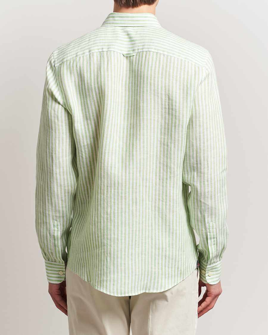Heren | Overhemden | Morris | Douglas Striped Linen Shirt Green