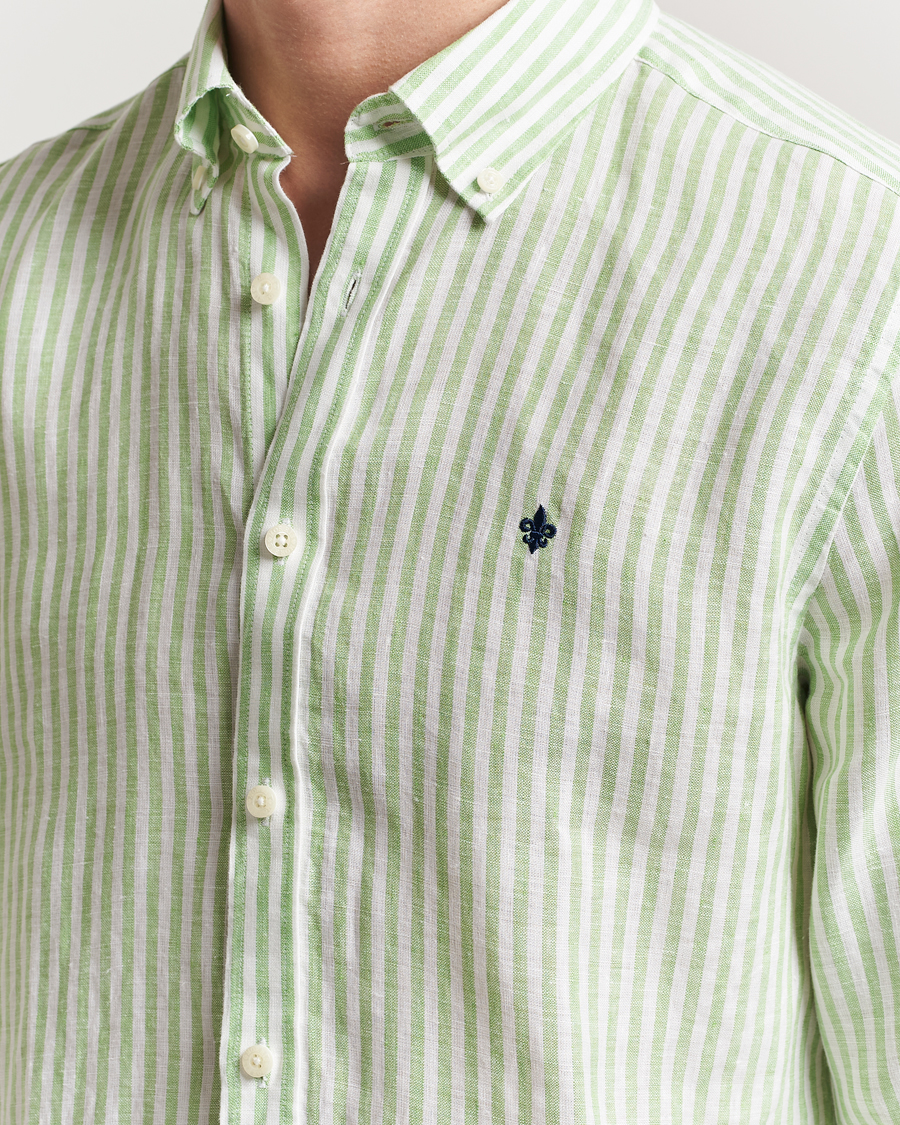 Heren | Overhemden | Morris | Douglas Striped Linen Shirt Green