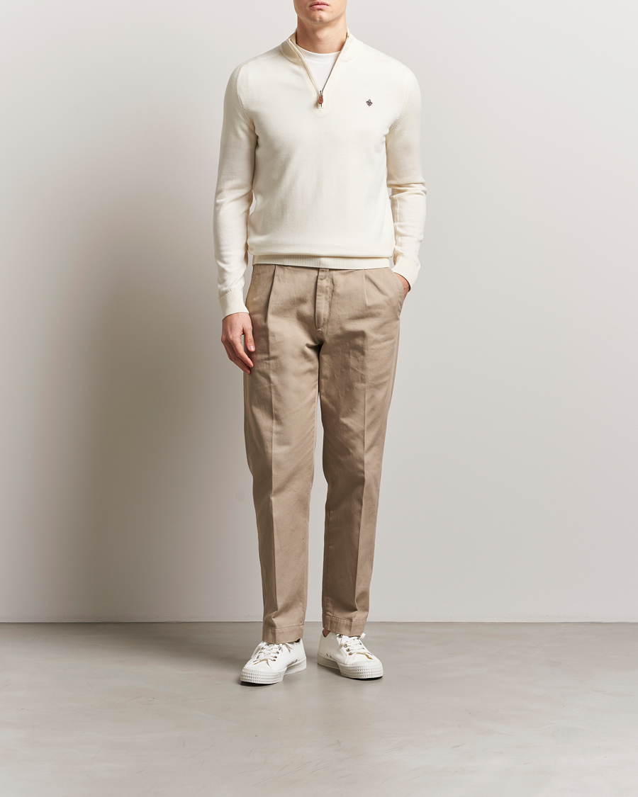 Heren | Truien | Morris | John Merino Half Zip White