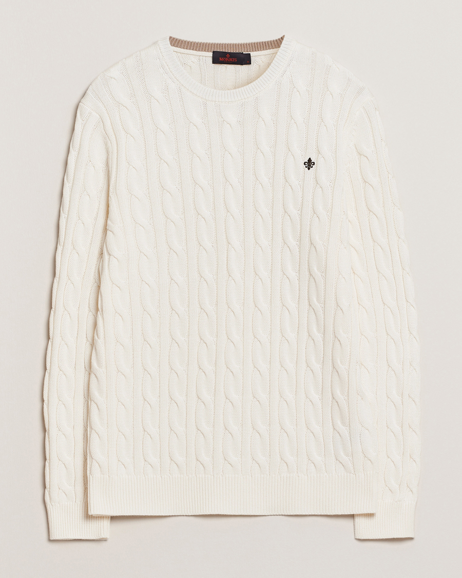 Heren | Truien | Morris | Ethan Cable O-Neck Off White