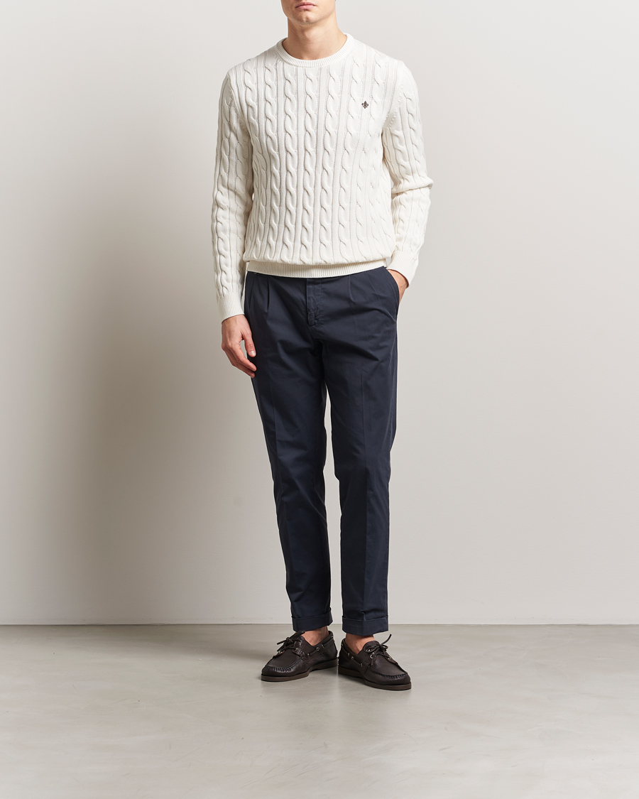 Heren | Truien | Morris | Ethan Cable O-Neck Off White