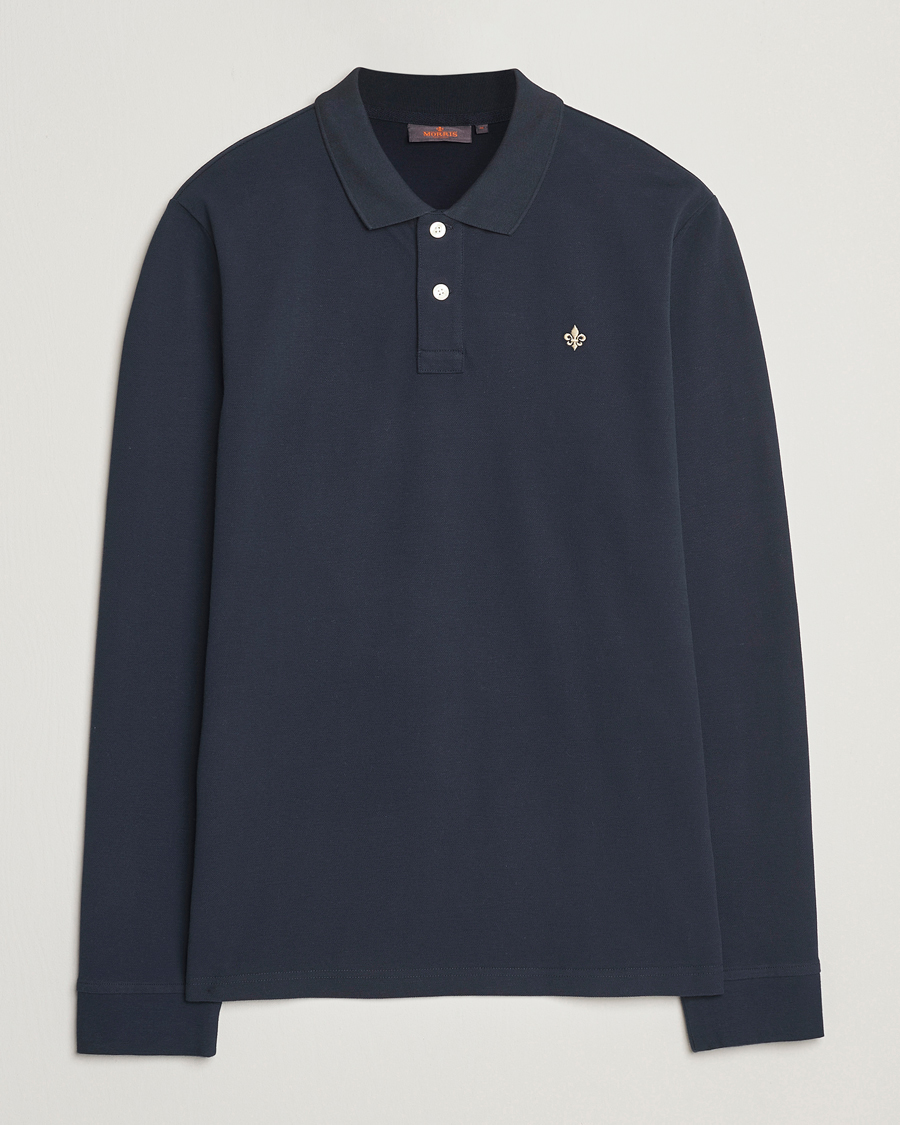 Heren | Polo's | Morris | Camden Long Sleeve Pique Dark Blue