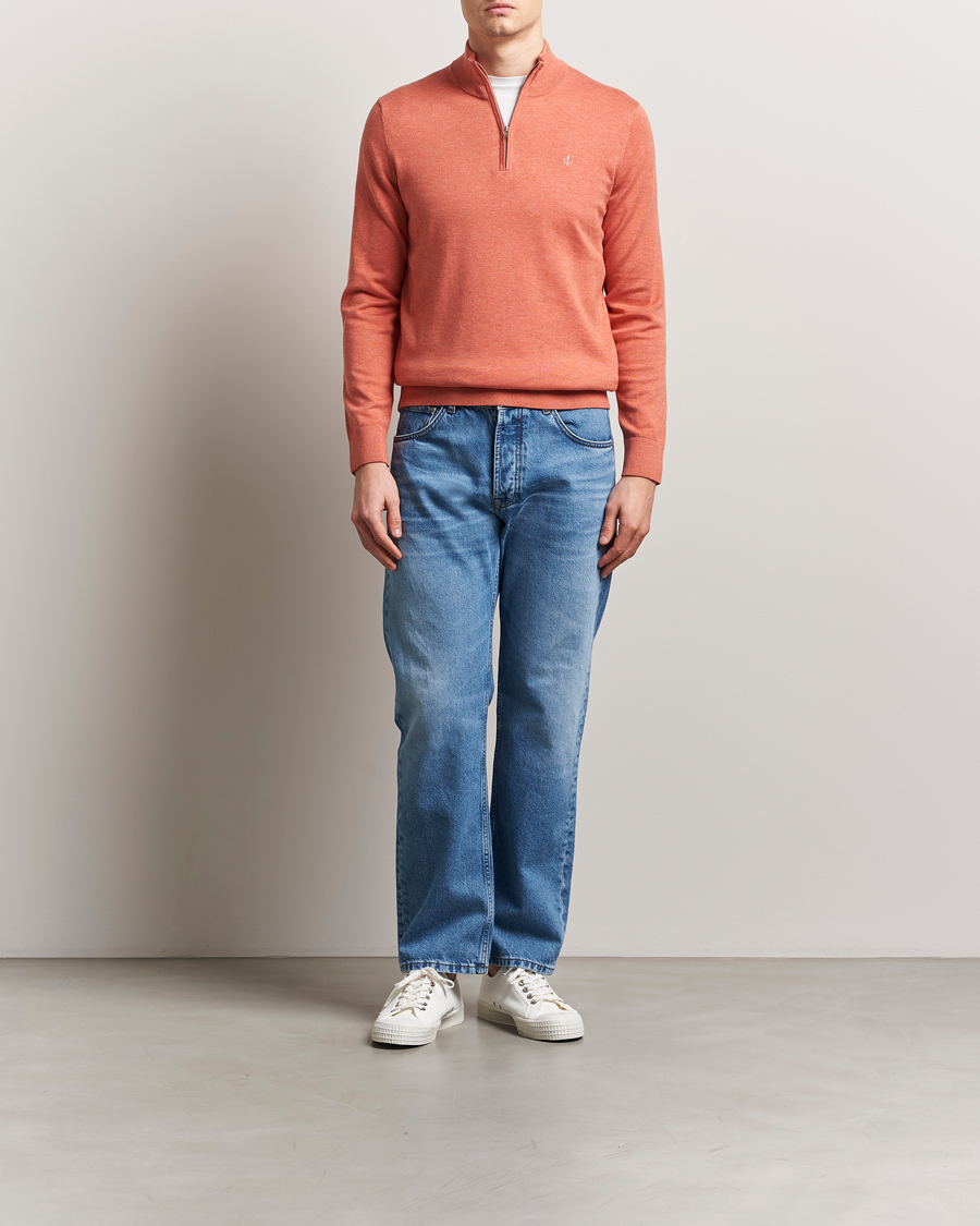 Heren | Truien | Morris | Riley Cotton Half Zip Orange