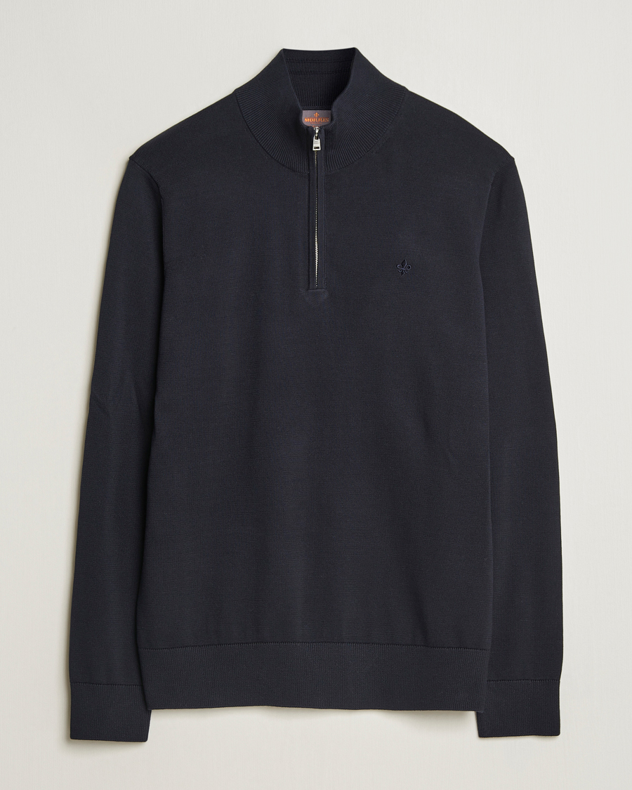 Heren | Truien | Morris | Riley Cotton Half Zip Dark Blue